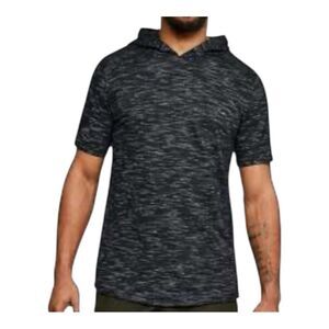 Under Armour Black and Gray Short Sleeve Pullover Hooded Top Shirt Size XL